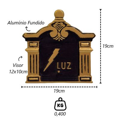 Visor Leitura Luz Vila Rica Ouro Alumínio Fundido 19x19cm