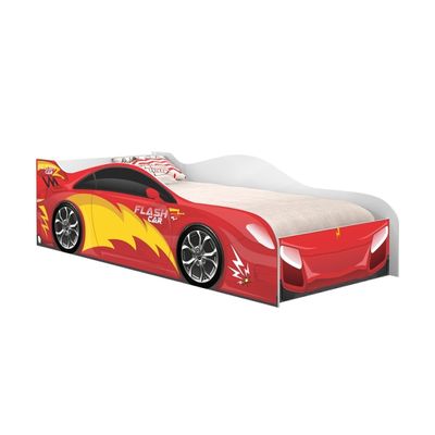 Mini Cama Infantil 157,5x72,5cm com Proteção Lateral Carro Vermelho K02 - D'Rossi