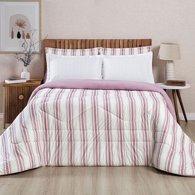 Edredom Coberdrom Estilo King Malha 100% Algodão - Rosa