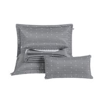 Kit Cobre Leito King + Almofada 5 Peças Bordado Urbany Hipercal 400 Fios 100% Poliéster - Cinza