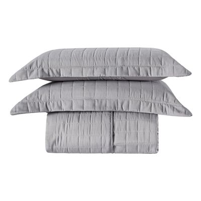Kit Colcha Matelassê Percal 300 fios Basic Casal 07 Peças 100% Poliéster - Cinza Leaves