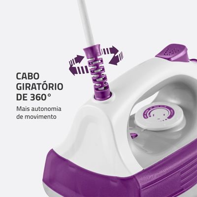 Ferro de Passar a Vapor Mondial FVN-01-P com Spray e Base Cerâmica Diamante – Branco/Roxo roxo,branco / 220