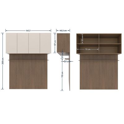 Módulo Ponte 140 Bartira Lugano com 4 Portas e 2 Prateleiras Casal - Avelã/Capuccino