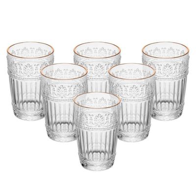 Conjunto 6 Copos De Cristal Com Fio De Ouro 350ml Mauve Wolff