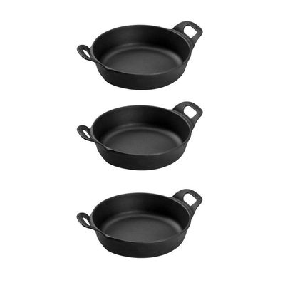 Kit 3 Travessas Redonda 14 Cm 0,4l Em Ferro Fundido Panela Mineira