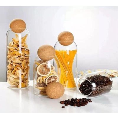 Pote De Vidro Liso Com Esfera De Cortiça 1,1l Lyor