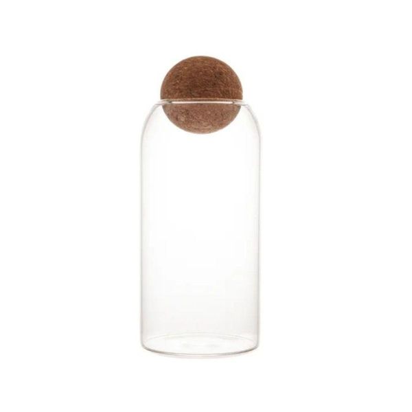 Pote De Vidro Liso Com Esfera De Cortiça 1,1l Lyor