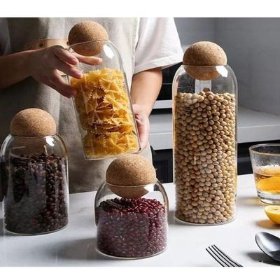 Pote De Vidro Liso Com Esfera De Cortiça 1,1l Lyor