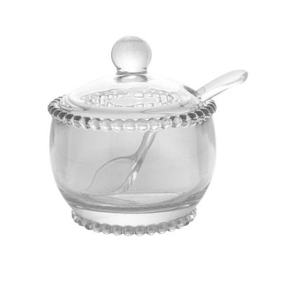 Açucareiro Com Colher E Tampa De Cristal Pearl 9 X 7,5 Cm Wolff