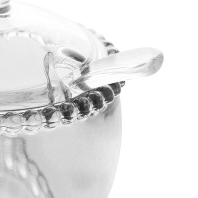 Açucareiro Com Colher E Tampa De Cristal Pearl 9 X 7,5 Cm Wolff