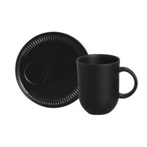 Conjunto De Canecas Com Pires 04 Peças Linhas Preto Matte Porto Brasil