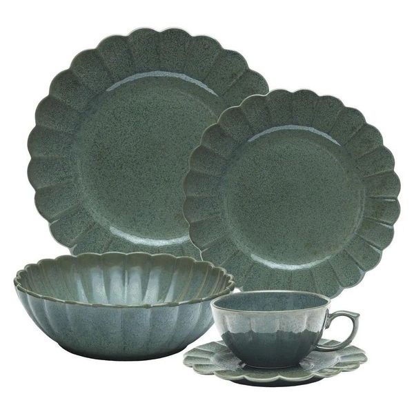 Aparelho De Jantar 20 Peças Flora Hortência Oxford