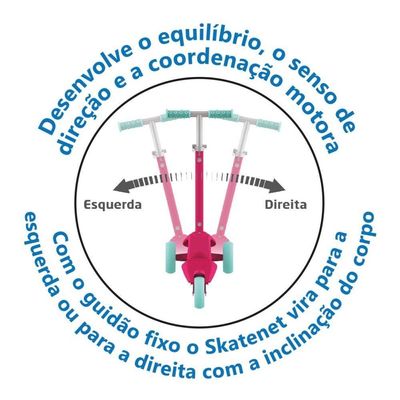 Patinete Skatenet Infantil Led Ajustável Pink Bandeirante