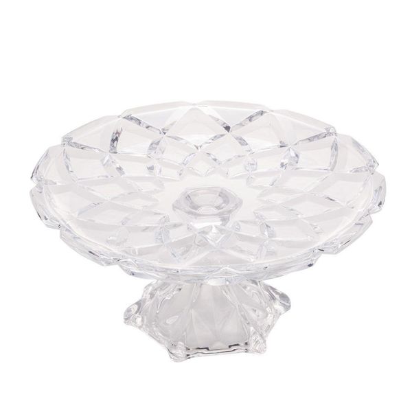 Prato Para Bolo 30 Cm De Cristal Com Pé Diamond Lyor