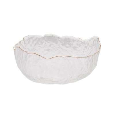 Kit 03 Bowls De Cristal Martelado Com Borda Dourada Taj Wolff
