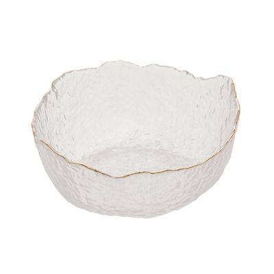 Kit 03 Bowls De Cristal Martelado Com Borda Dourada Taj Wolff