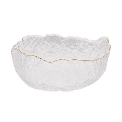 Kit 03 Bowls De Cristal Martelado Com Borda Dourada Taj Wolff