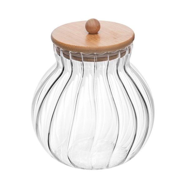 Porta Mantimentos De Vidro 700 Ml Com Tampa De Bambu Classic Wolff