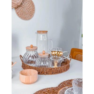Porta Mantimentos De Vidro 700 Ml Com Tampa De Bambu Classic Wolff