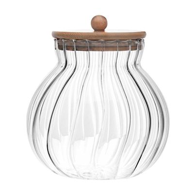 Porta Mantimentos De Vidro 1,5 L Com Tampa De Bambu Classic Wolff