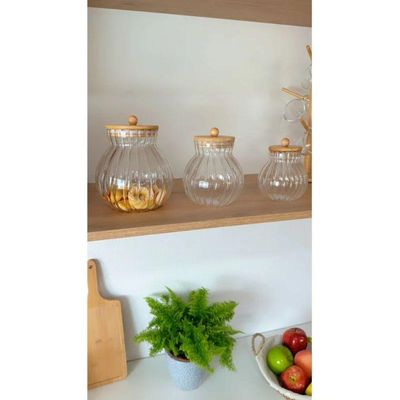 Porta Mantimentos De Vidro 1,5 L Com Tampa De Bambu Classic Wolff