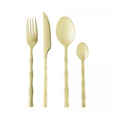 Faqueiro 16 Peças Aço Inox Bambu Elegant Champanhe Lyor