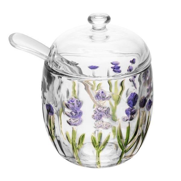 Kit Meleira + Açucareiro + Manteigueira Francesa De Cristal Lavanda Lyor
