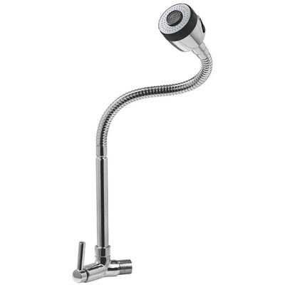 Torneira Para Cozinha Bica Flex Parede Latáo Aço Inox Abertura Rápida C60 Goumet Liege