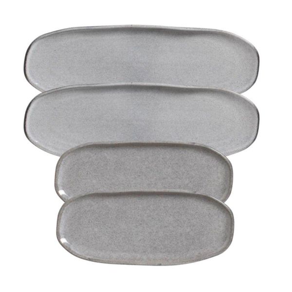 Conjunto Com 04 Travessas Oval Rasa Orgânico Dust Porto Brasil