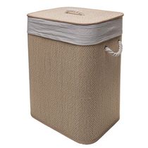 Cesto De Roupa Dobrável De Bambu Com Tampa 40 X 30 X 50 Cm Lyor