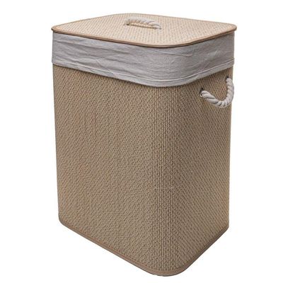 Cesto De Roupa Dobrável De Bambu Com Tampa 40 X 30 X 50 Cm Lyor