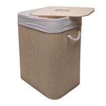 Cesto De Roupa Dobrável De Bambu Com Tampa 40 X 30 X 50 Cm Lyor