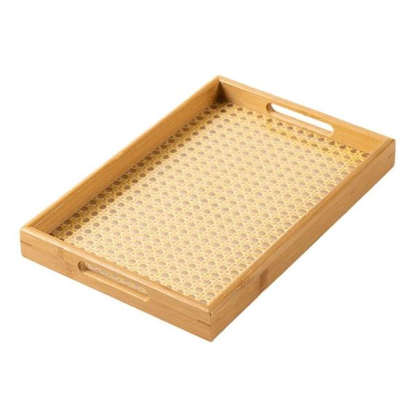 Bandeja De Bambu Com Fundo Em Treliça 48 X 35 X 5 Cm Wolff