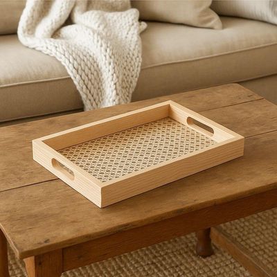 Bandeja De Bambu Com Fundo Em Treliça 48 X 35 X 5 Cm Wolff
