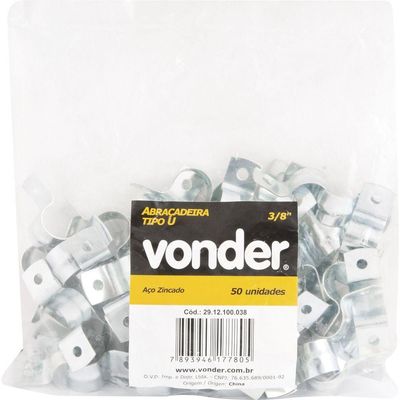 Abrac Tipo U 3/4 Aço Carbono Zincado C/ 50 Peças Vonder