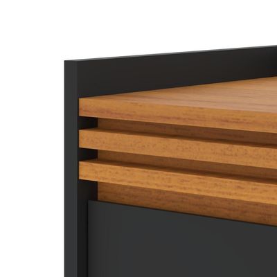 Buffet Aparador Ripado Com 2 Portas Monaco 92cm - Preto E Cedro