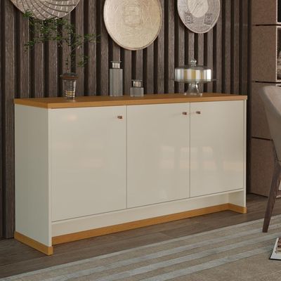 Buffet Aparador 3 Portas 136cm Com Tampo 25mm Verbena - Off White E