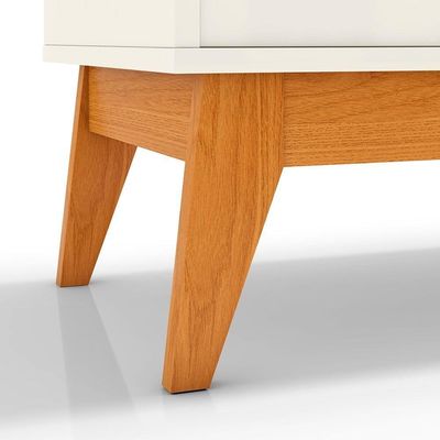 Buffet Aparador Ripado Com 3 Portas Monaco 136cm - Off White E Cedro