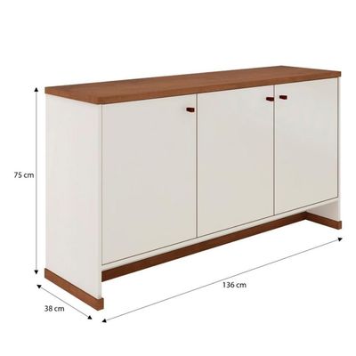Conjunto Sala De Jantar 2 Peças - Aparador E Estante Verbena - Offwhite/ Offwhite/