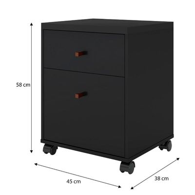 Conjunto Escritório 3 Peças - Mesa Armário E Gaveteiro Verbe - Preto/ Preto/