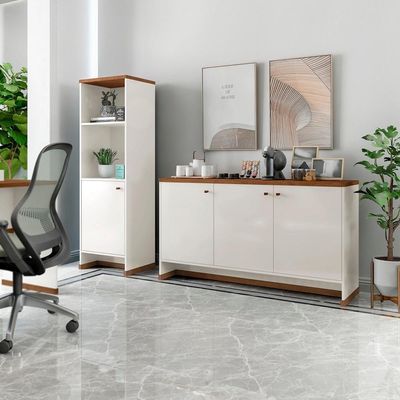 Conjunto Escritório 2 Peças - Buffet E Armário Verbena - Offwhite/ Offwhite/