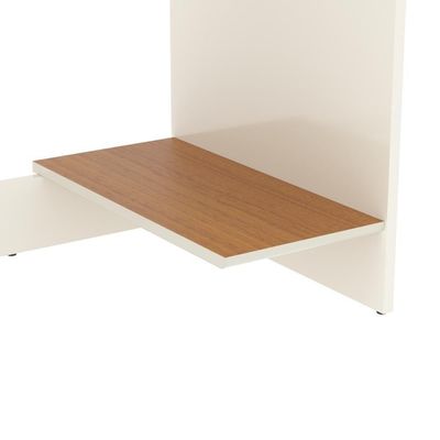 Conjunto De Escritório 5 Peças Tech Office 3 Mesas E 2 Apara - Off White E Cedro Off White E Cedro