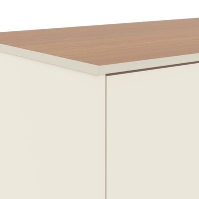 Buffet Aparador Compacto Com 2 Portas 77cm Escritório Tech - Off White E Cedro
