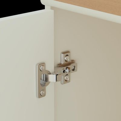 Buffet Aparador Compacto Com 2 Portas 77cm Escritório Tech - Off White E Cedro