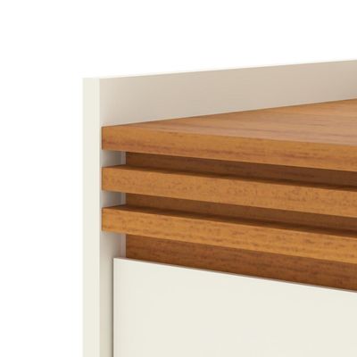 Buffet Aparador Ripado Com 2 Portas Monaco 92cm - Off White E Cedro
