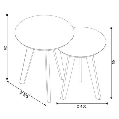 Kit Mesa Lateral Ambiente Classic Redonda Off White Nature - Imcal