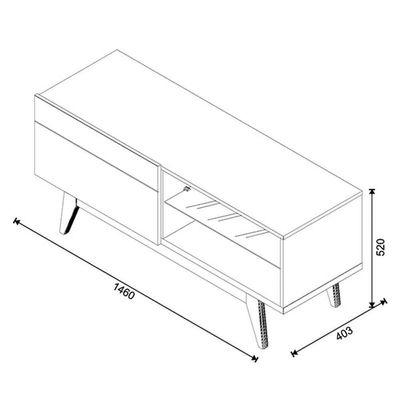 Rack Bancada Classic 1 Gaveta 1.4 Off White Nature - Imcal