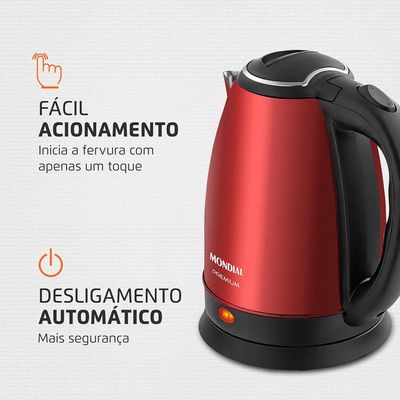 Chaleira Elétrica Mondial CE-06-R 2 Litros 1200W - Vermelha Vermelho / 220