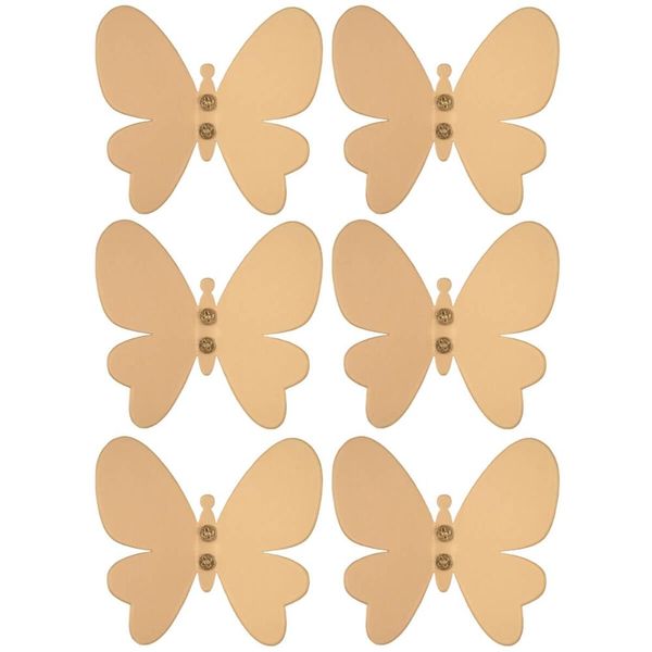 Kit 6 Ganchos Cabideiros Borboleta Dourada Decorar Organizar Closet Quarto Banheiro Masutti
