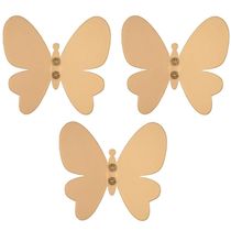 Kit 3 Cabideiros Borboleta Dourada Ganchos de Parede Decorar Organizar Acessórios Roupas